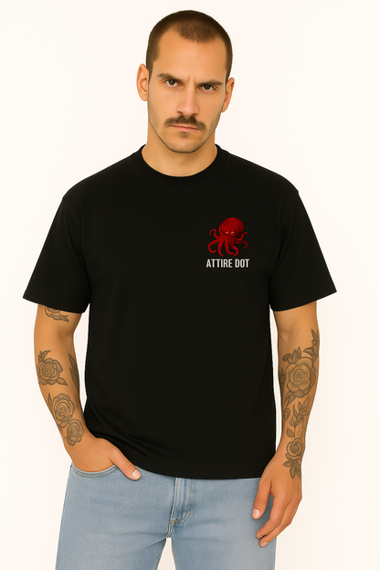 Attire Dot Born to Dive Oversized T-Shirt – Black | 240 GSM Cotton Streetwear