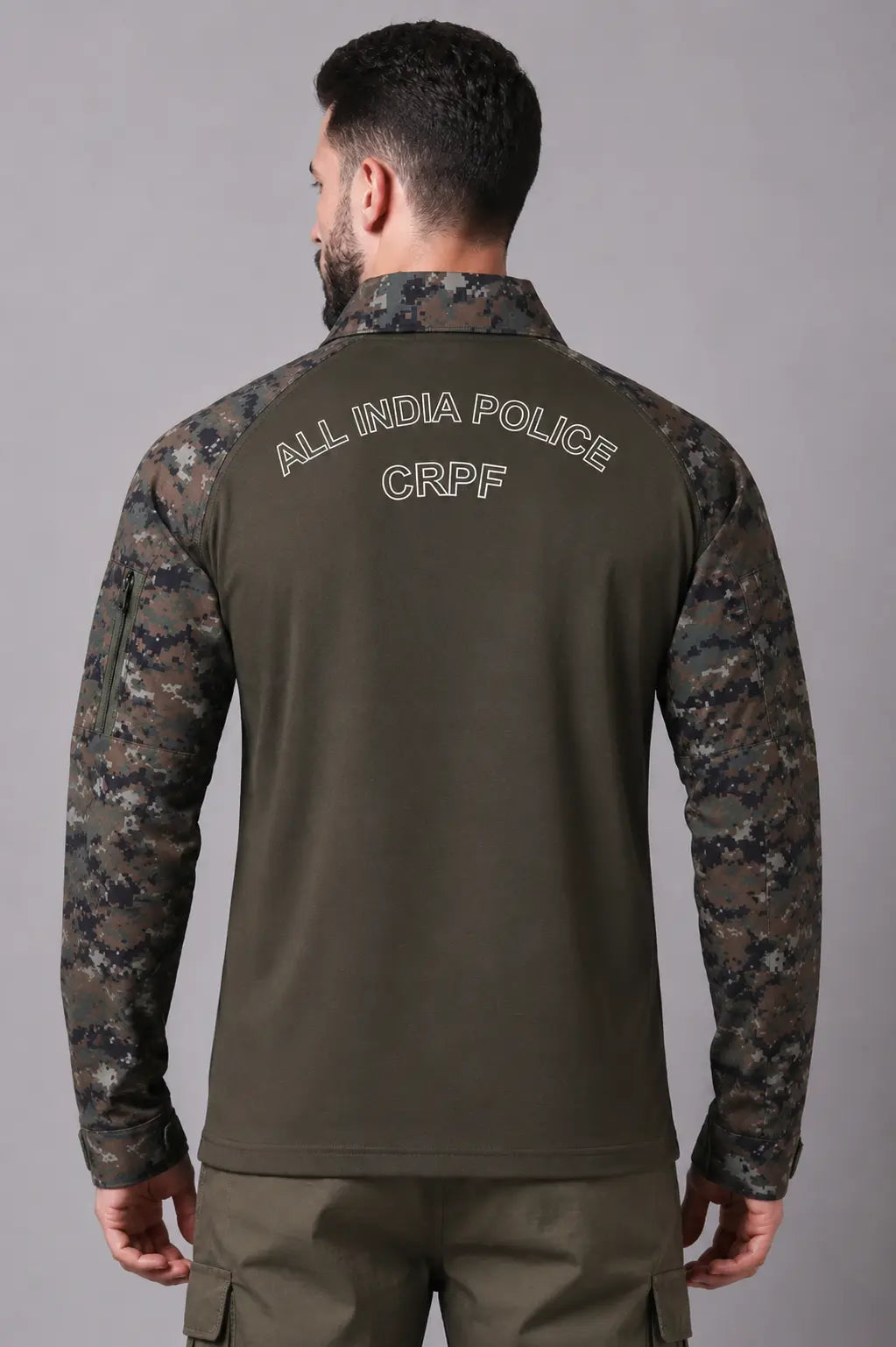 CRPF Custom Name Plate Full Sleeve Camo T-Shirt