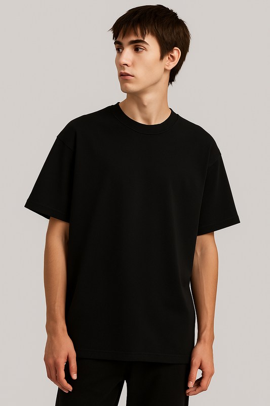 BLACK OVERSIZED T-SHIRT SOLID COTTON