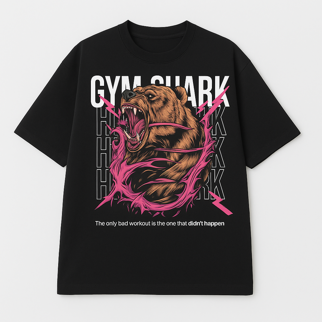 “Gym Shark” Oversized Cotton T-Shirt By Attire Dot