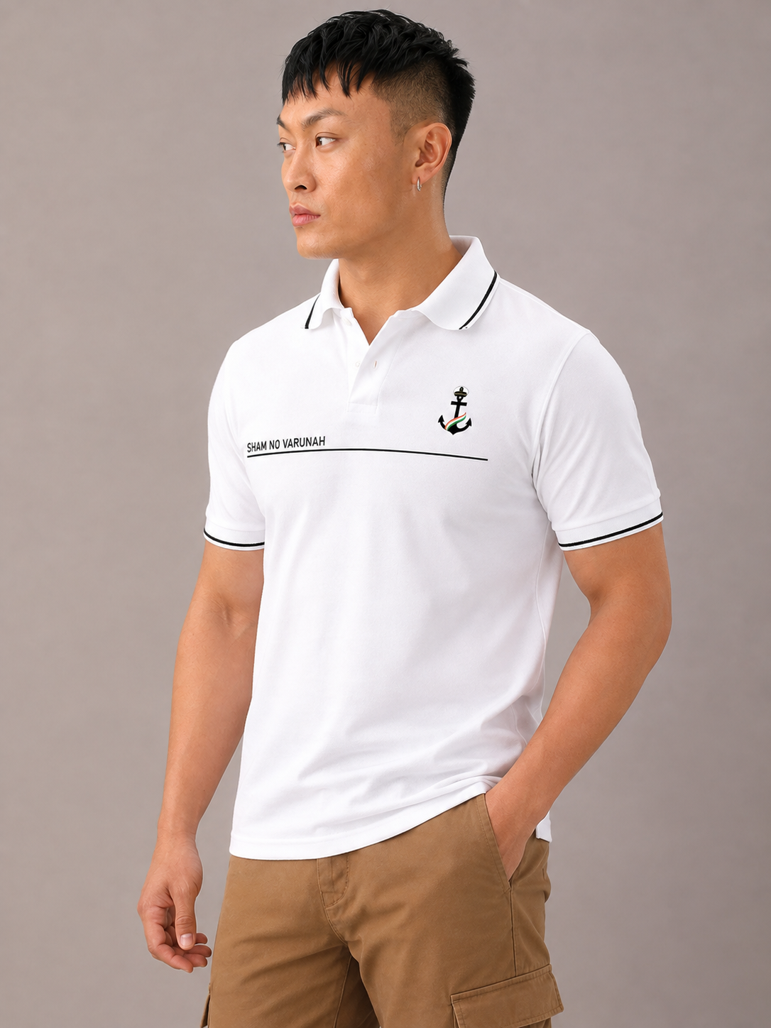 NAVY LUXE COTTON T-SHIRT
