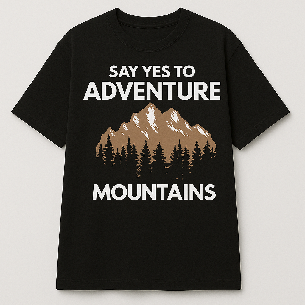 Adventure In Mountain Oversized Black T-shirt By Attire Dot