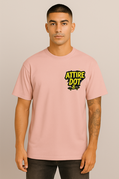 Attire Dot “Hustle Syndicate” Oversized T-Shirt – Bold Streetwear Graphic | Light Pink | 240 GSM Cotton