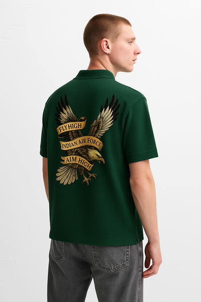 Combo of 2 Indian Air Force Polo T-Shirts – Bottle Green Eagle & Black IAF
