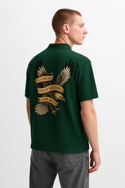 Attire Dot Bottle Green Eagle Print IAF T-Shirt – Indian Air Force Pride