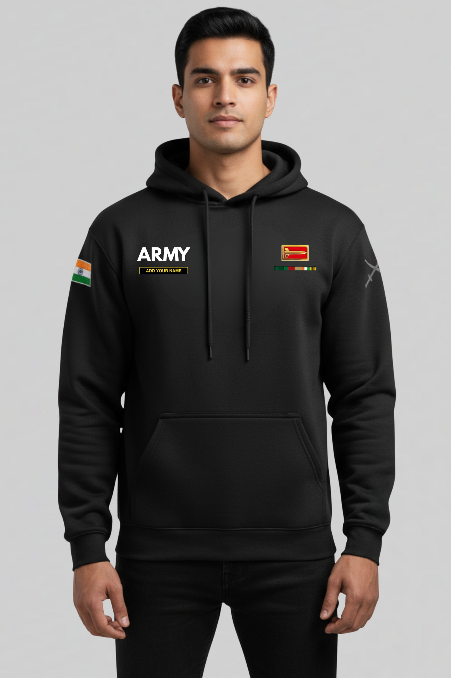 Indian Army Hoodie – Custom Name Tab
