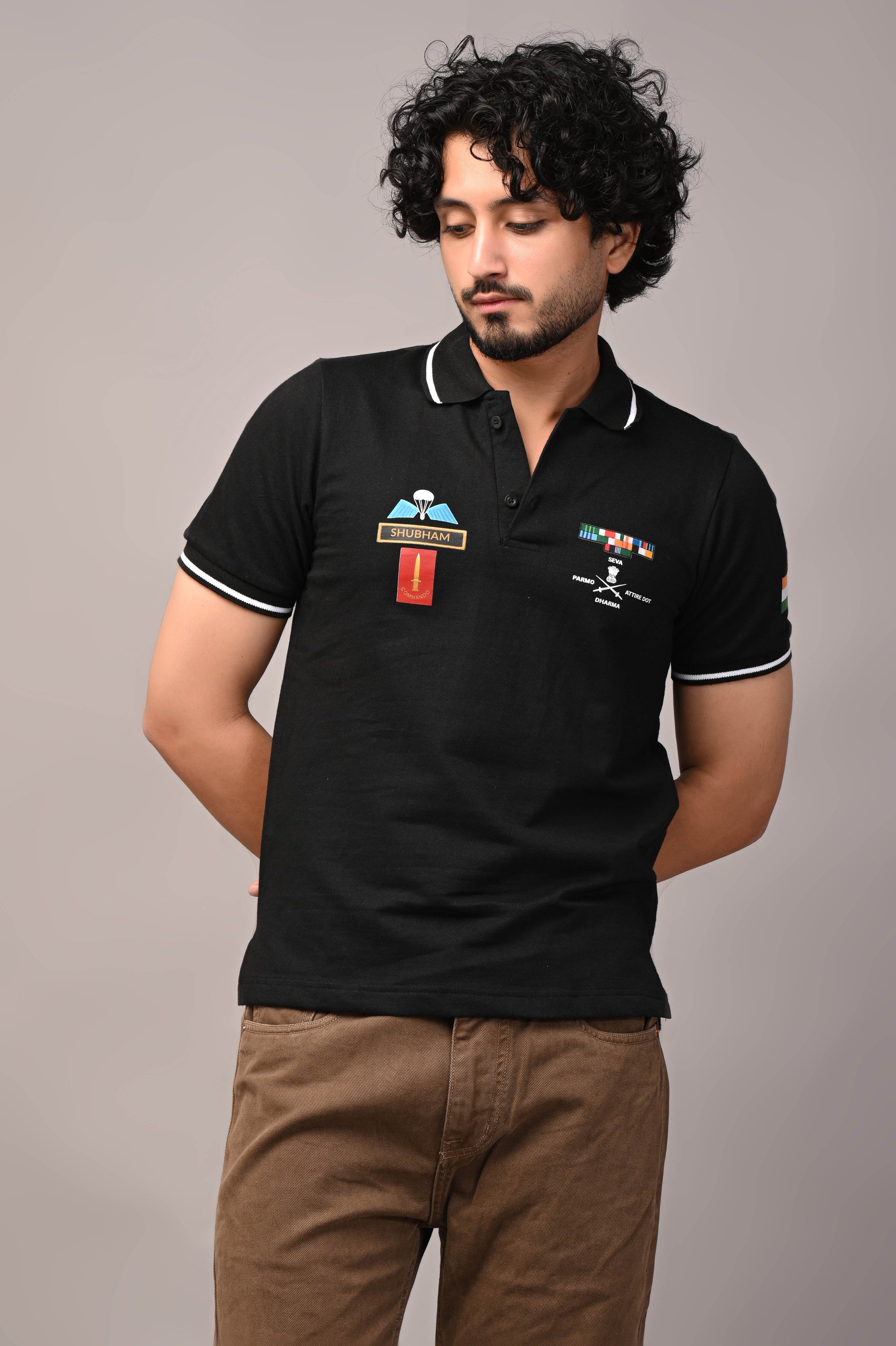 Custom Name  Military Polo Cotton T-shirt