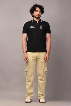 Custom Name Indian Navy Cotton T-Shirt