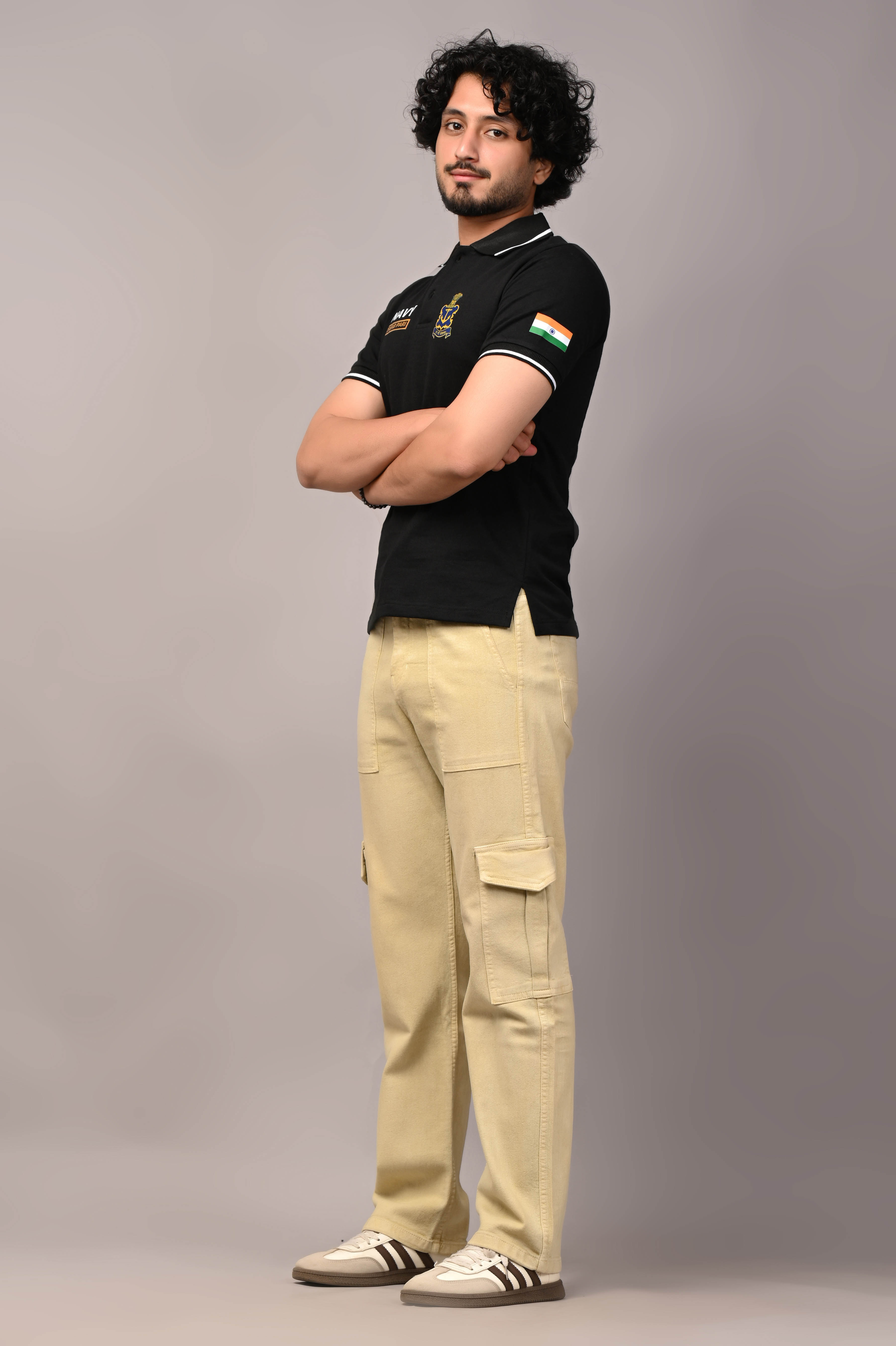 Custom Name Indian Navy Cotton T-Shirt
