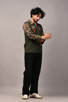 ARMY Custom Name Full sleeve Cotton T-shirt
