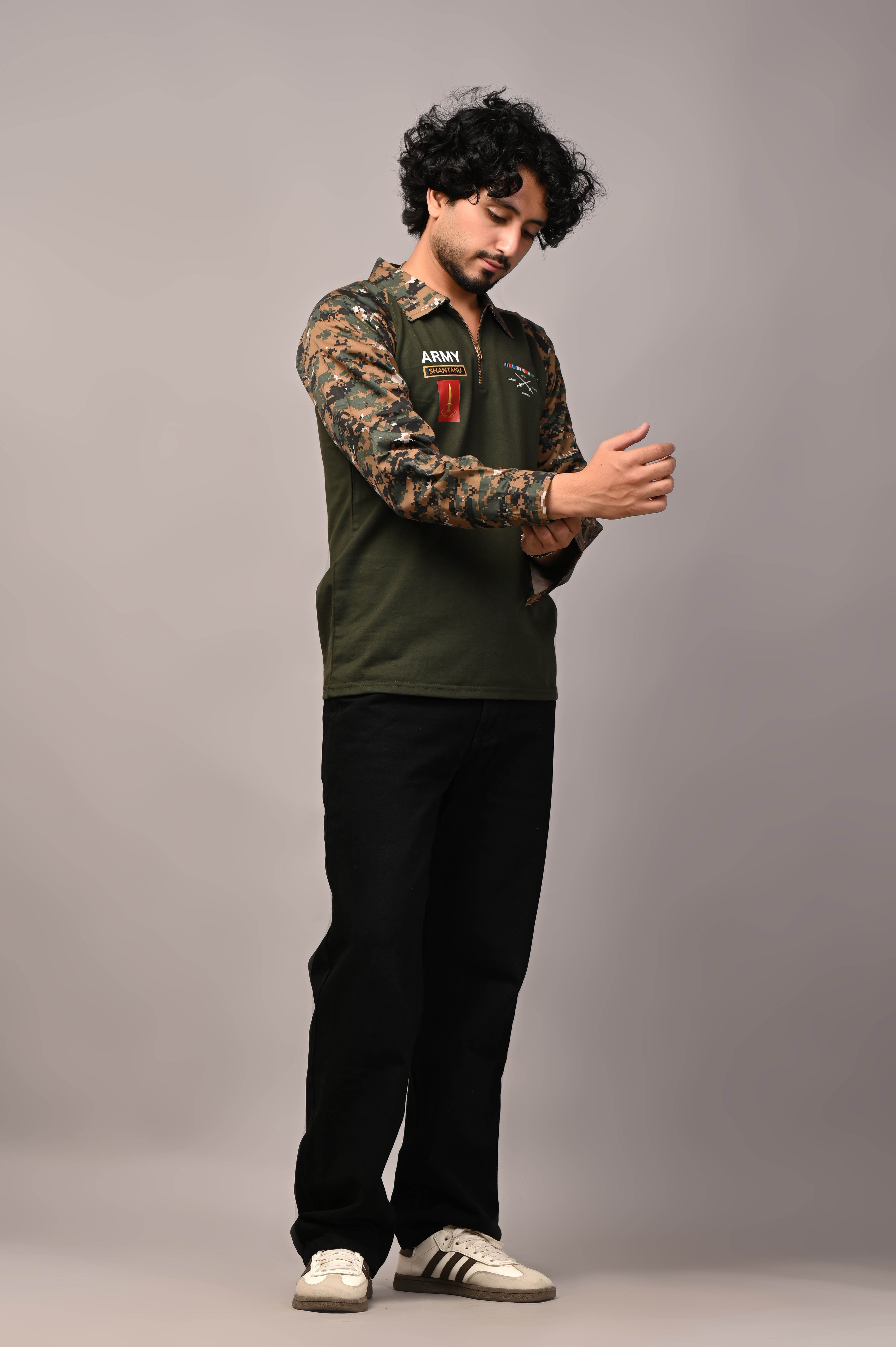 ARMY Custom Name Full sleeve Cotton T-shirt