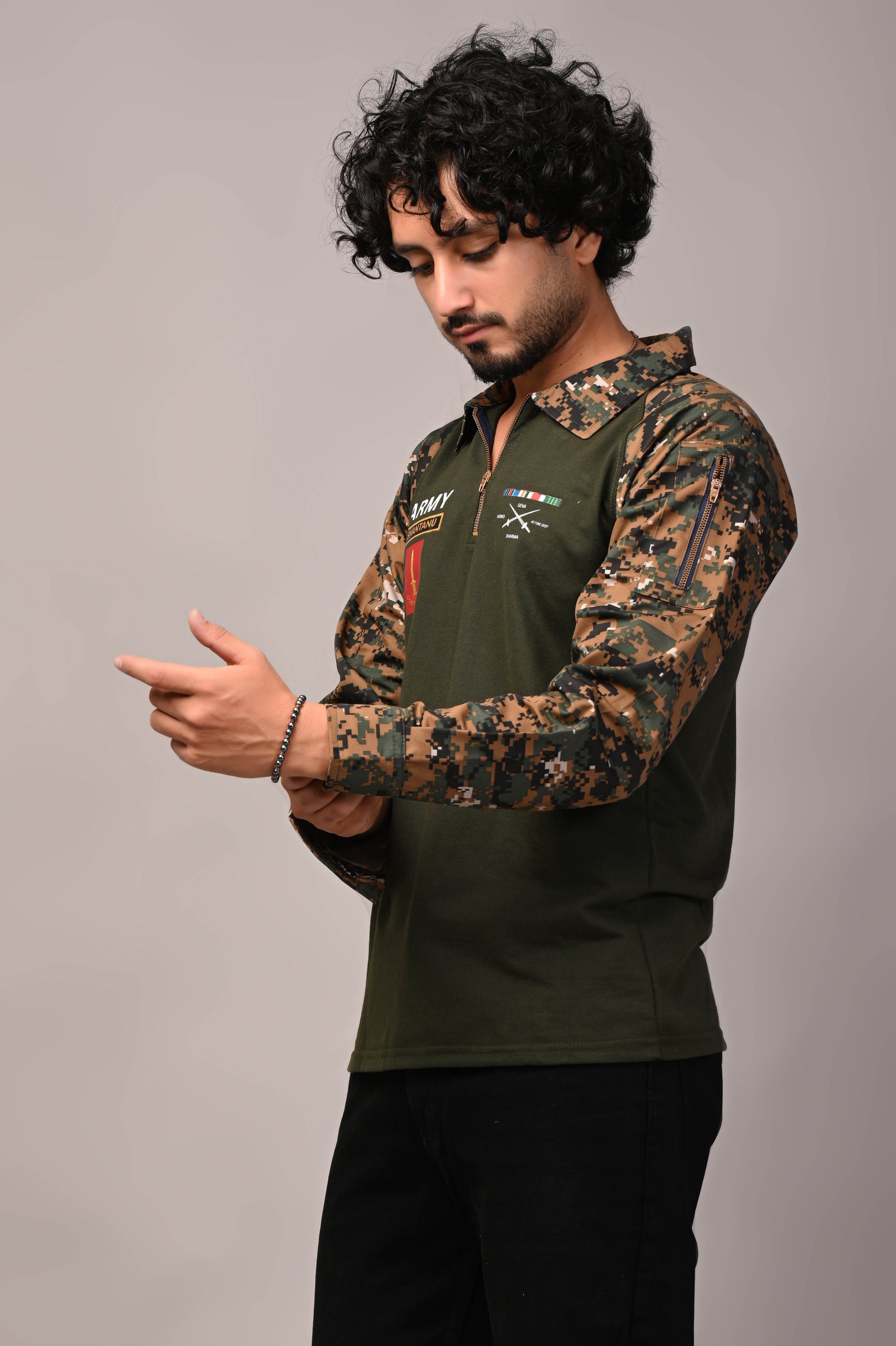 ARMY Custom Name Full sleeve Cotton T-shirt