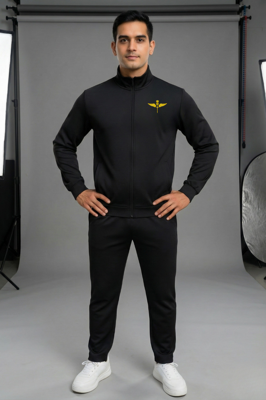 Garud Commando Premium Black Tracksuit – Front & Back Printed | ATTIRE DOT