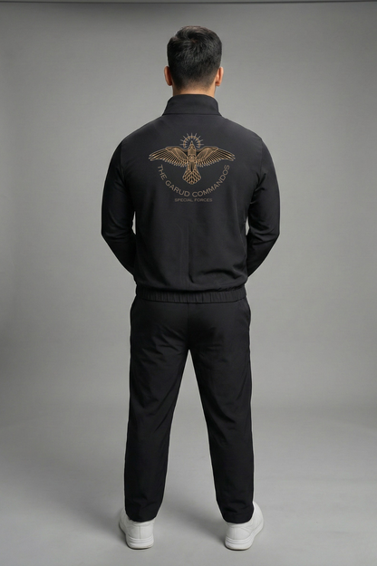 Garud Commando Premium Black Tracksuit – Front & Back Printed | ATTIRE DOT