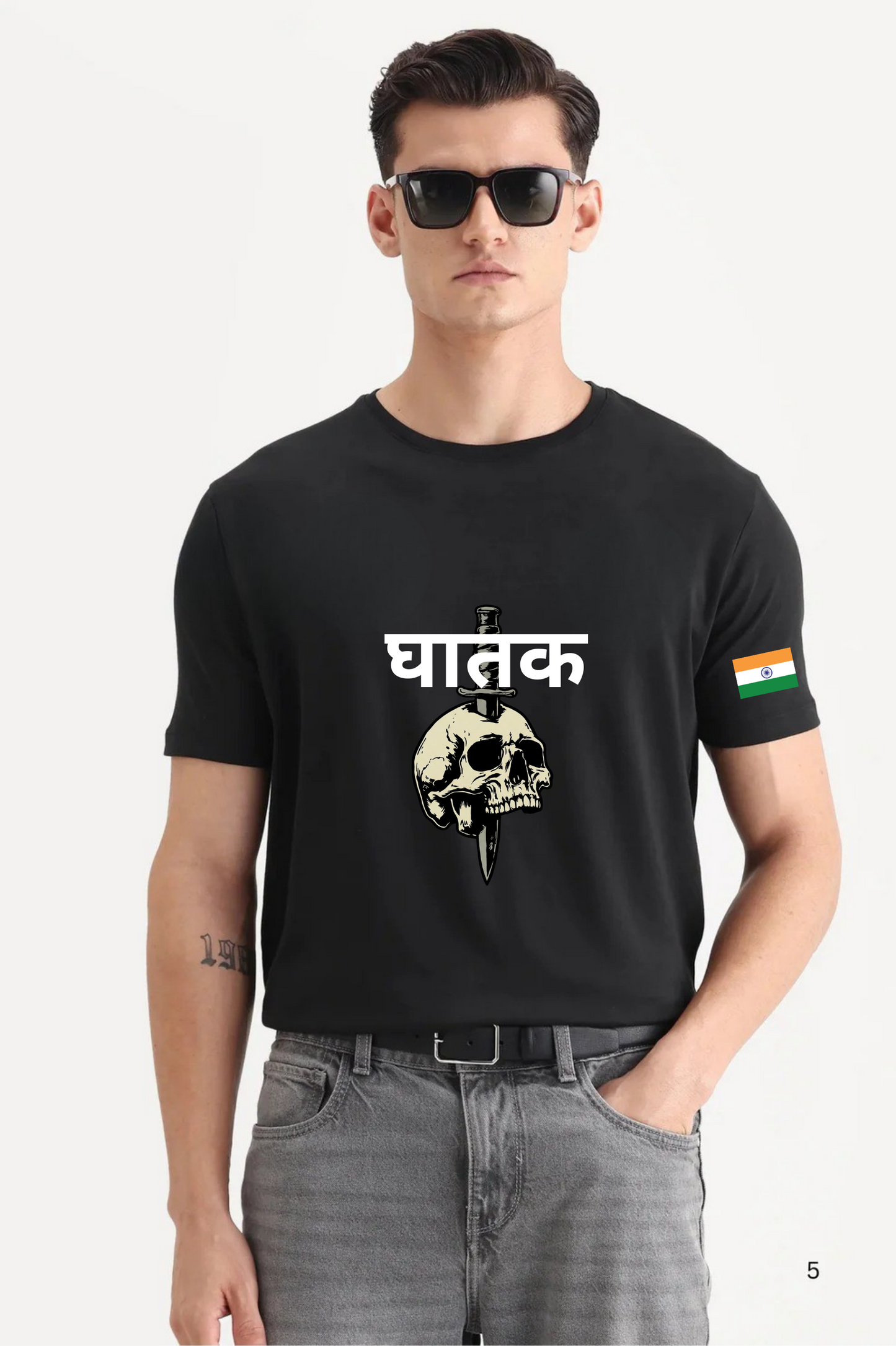 Ghatak Commando Round Neck T-Shirt | Military Inspired Black Cotton Tee