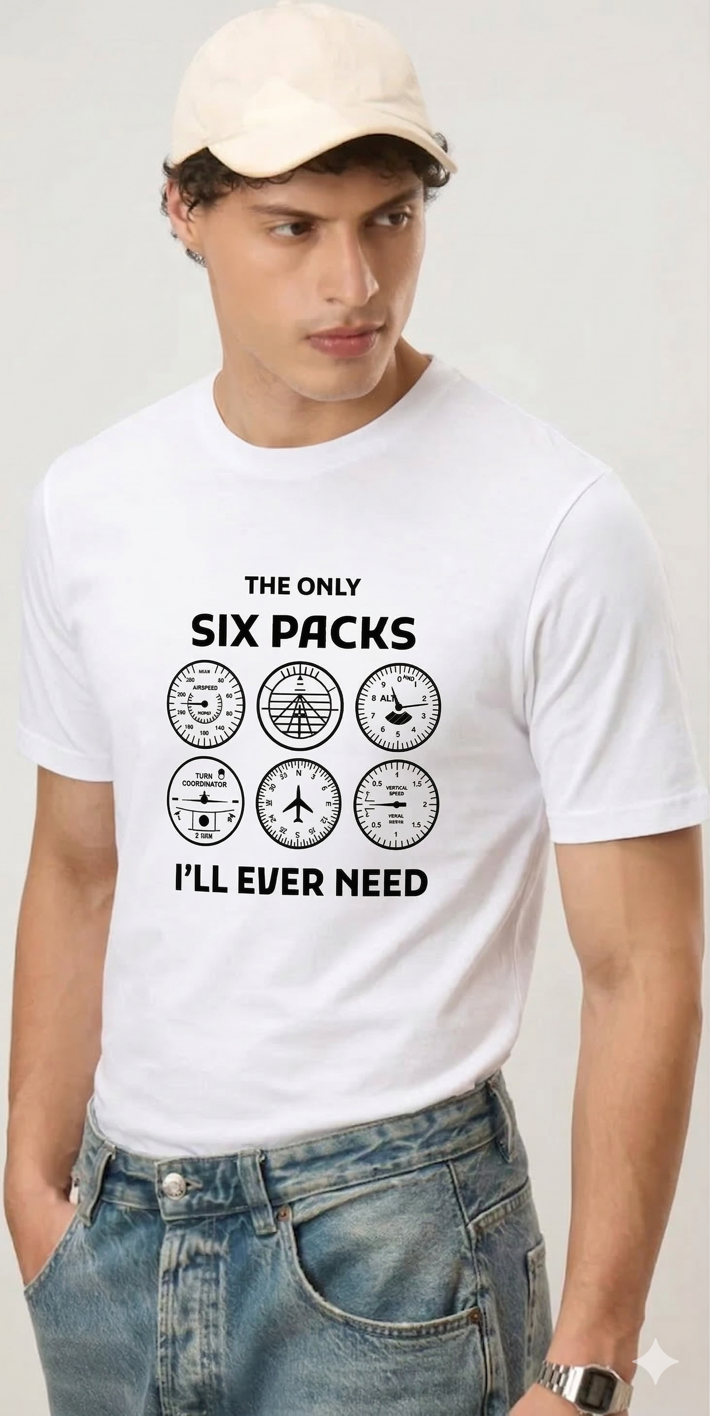 Pilot Six Pack Aviation Cotton T-Shirt