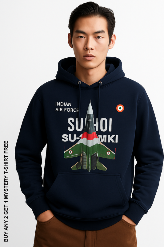 SU-30 Black Hoodie | Heavy Gauge Cotton | Attire Dot