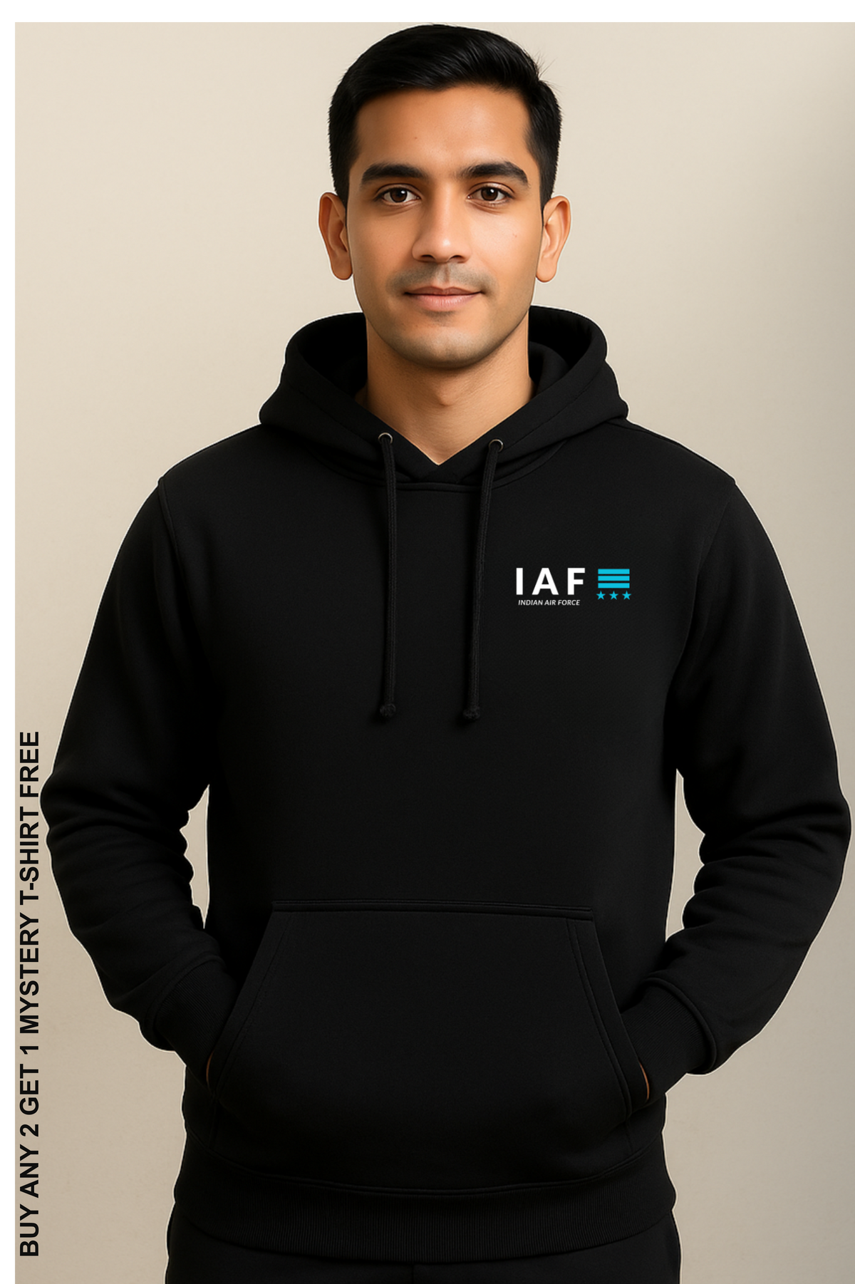 IAF Black Hoodie | Heavy Gauge Cotton | Attire Dot