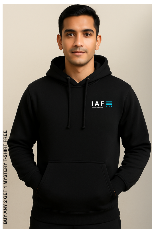 IAF Black Hoodie | Heavy Gauge Cotton | Attire Dot