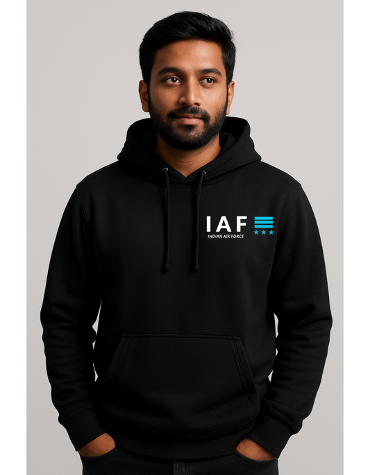 IAF Black Hoodie | Heavy Gauge Cotton | Attire Dot