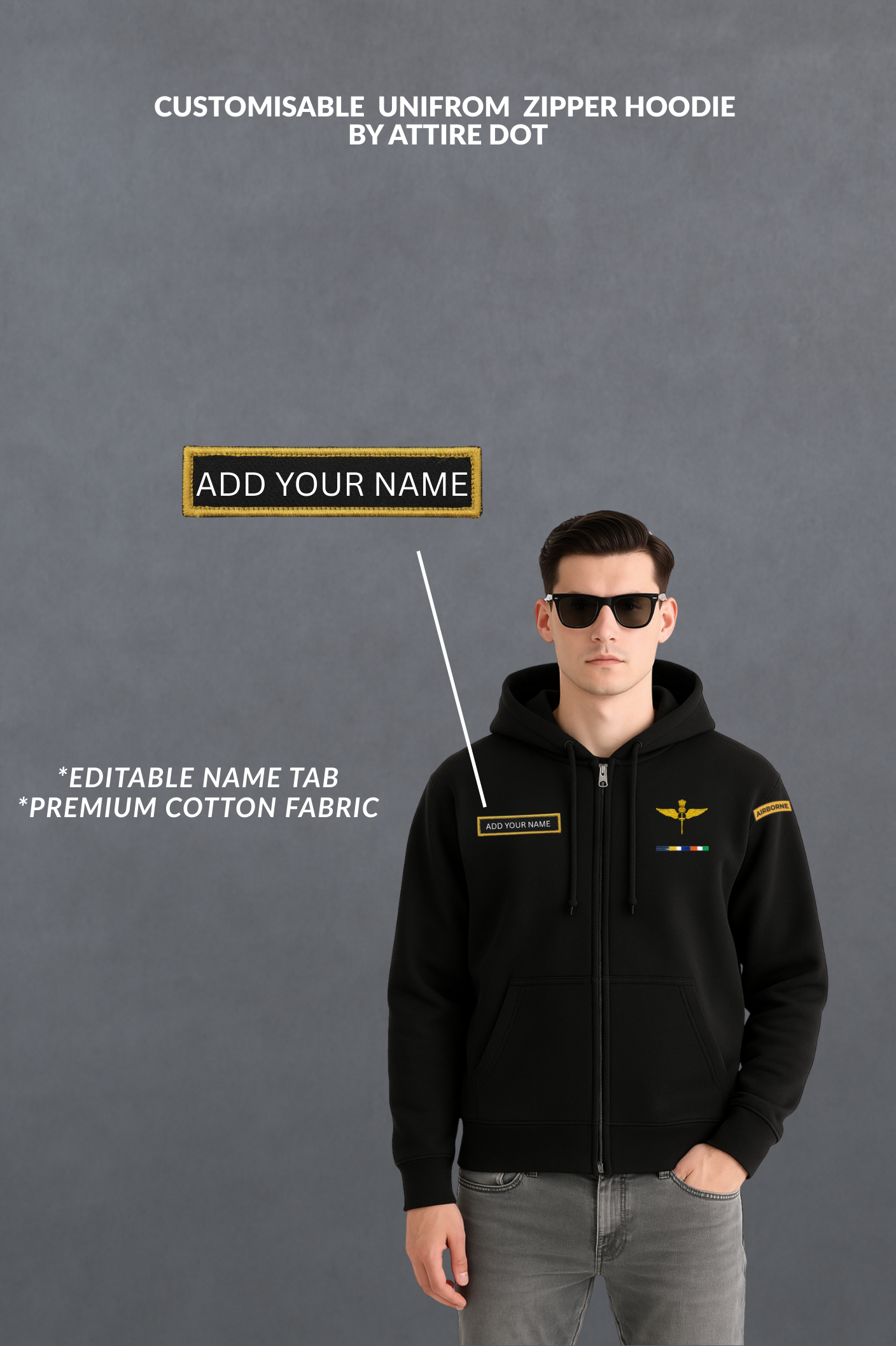 Garud Special Forces Custom Name Hoodie | Military Inspired Zipper |