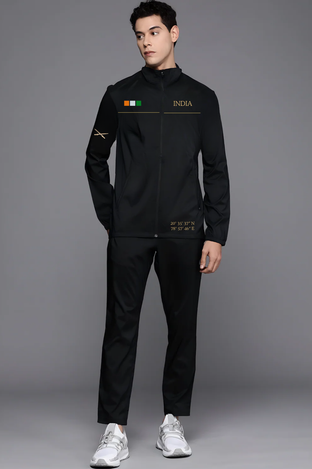 INDIA Tricolour Coordinates Black Tracksuit