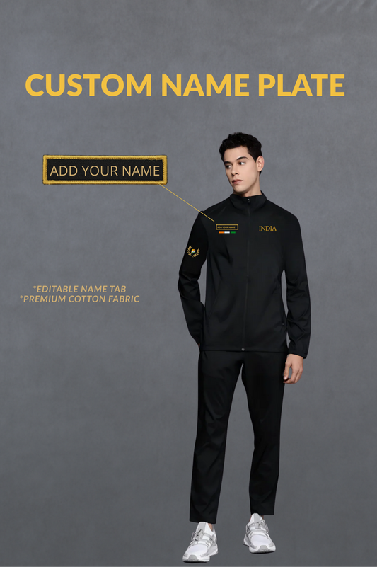 Custom Name India Black Tracksuit | Premium Personalised Wear by Attire Dot