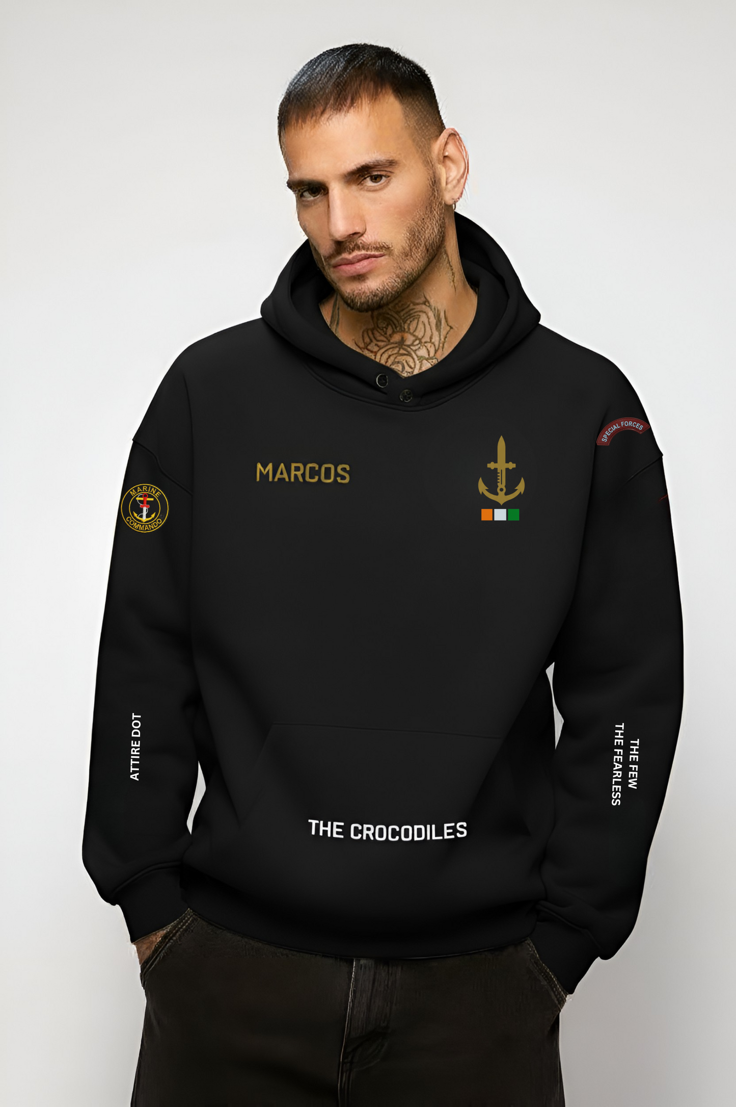 MARCOS • THE CROCODILES • NAVAL SPECIAL WARFARE • 420 GSM HOODIE Description: