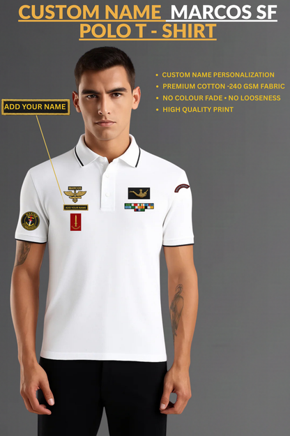 Custom Name MARCOS SF Polo T-Shirt -Pure Cotton