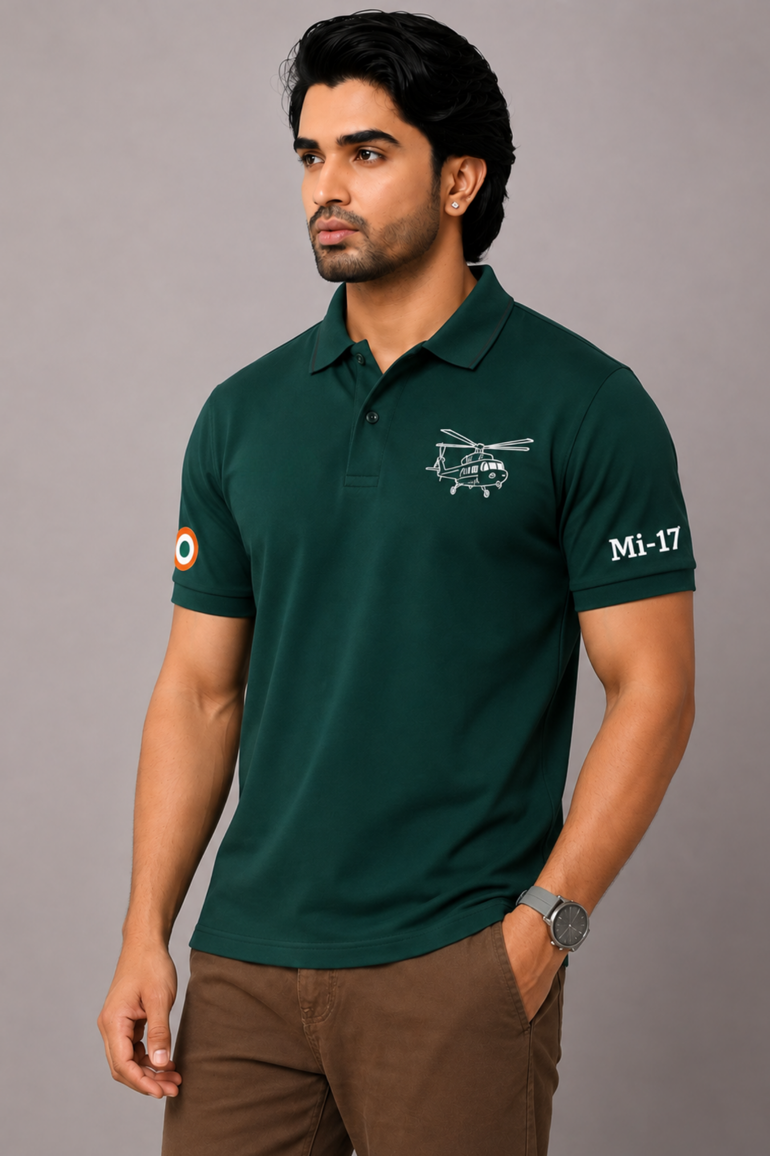 MI-17  Embroidered  Cotton T-Shirt