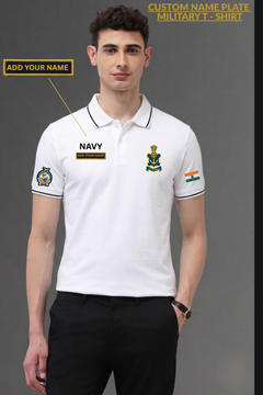 Custom Name Indian Navy Cotton T-Shirt