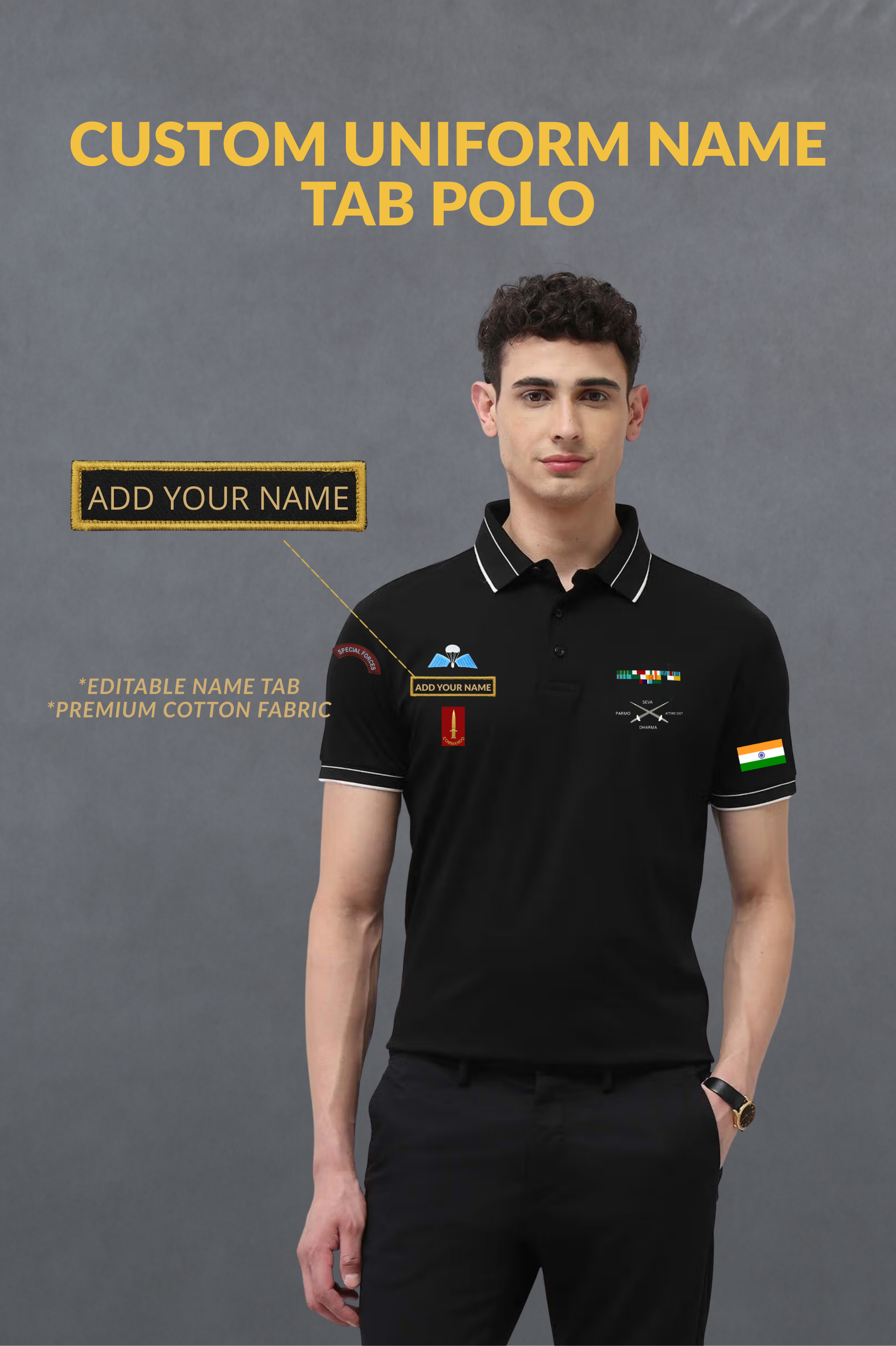 Custom Name Military Cotton T-Shirt