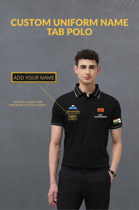 NSG Commando Custom Name Tape Polo T-Shirt | Elite Military Inspired Cotton Polo
