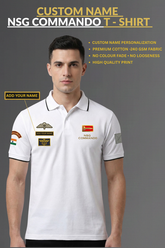 Custom Name NSG COMMANDO Polo T-Shirt | Premium 240 GSM Cotton