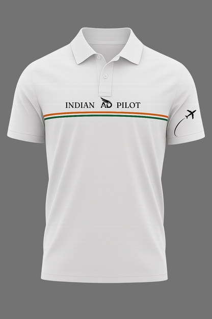 Indian Pilot Polo – 240 GSM Pure Cotton | Tricolour Aviation Edition
