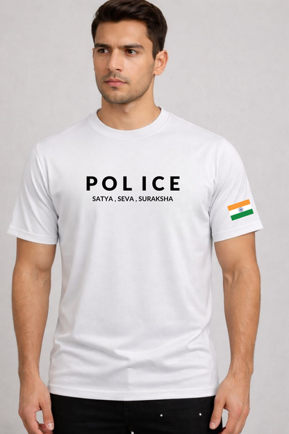POLICE ROUND NECK - 100% COTTON T-SHIRT