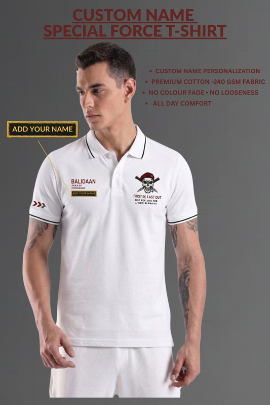Custom Name Balidan White Polo T-Shirt – 240 GSM Premium Cotton