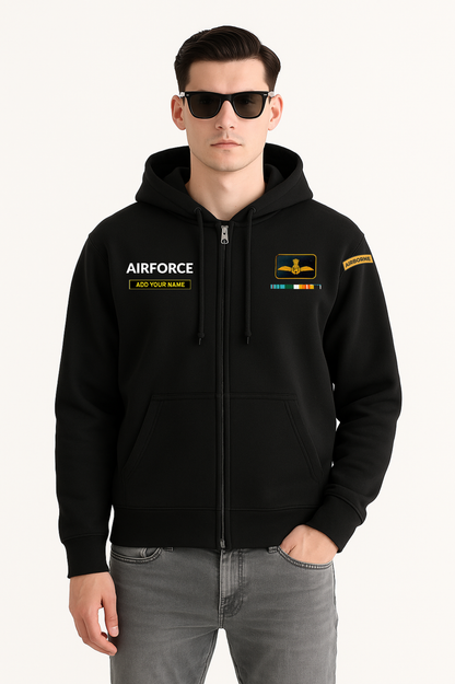 Indian Air Force Custom Name Zipper Hoodie