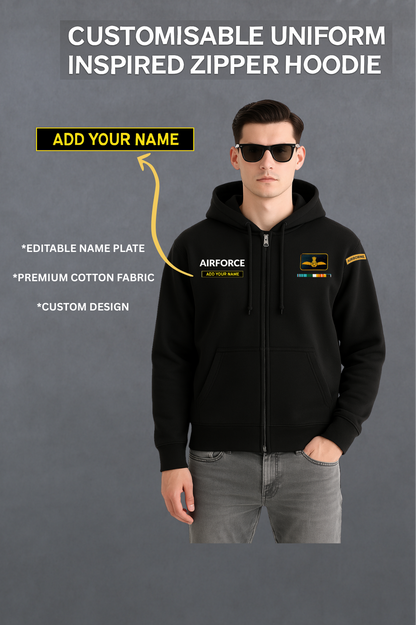 Indian Air Force Custom Name Zipper Hoodie
