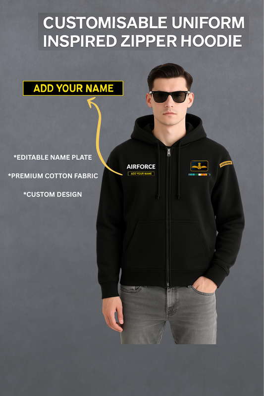 Indian Air Force Custom Name Zipper Hoodie