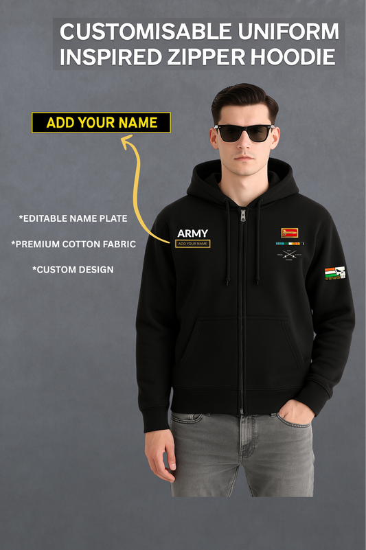 Custom Name Military-Inspired Zipper Hoodie