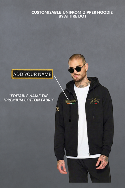 Customisable Military RR Zipper Hoodie | Premium 350 GSM Cotton | Add Your Name