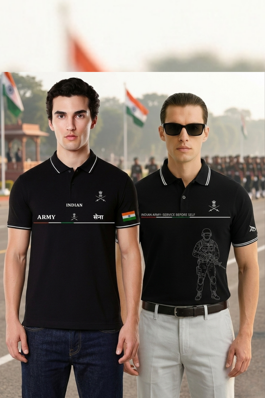 Indian Army Pack of 2 Polos - 240 GSM Cotton