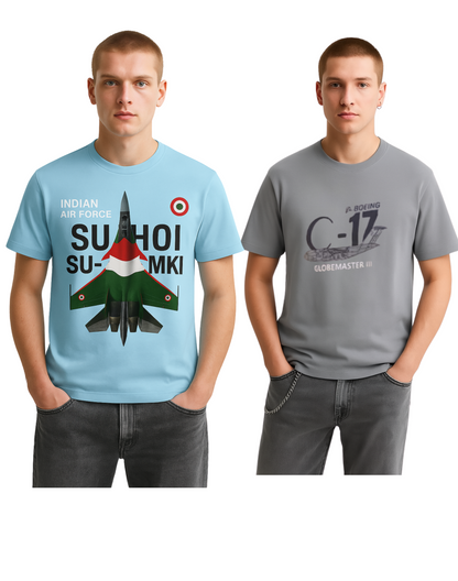 Combo of 2 Air Force Tees – Sukhoi SU-30MKI & Boeing C-17 Globemaster