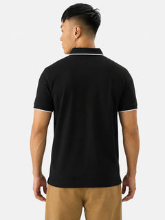 NAVY LUXE BLACK POLO T-SHIRT