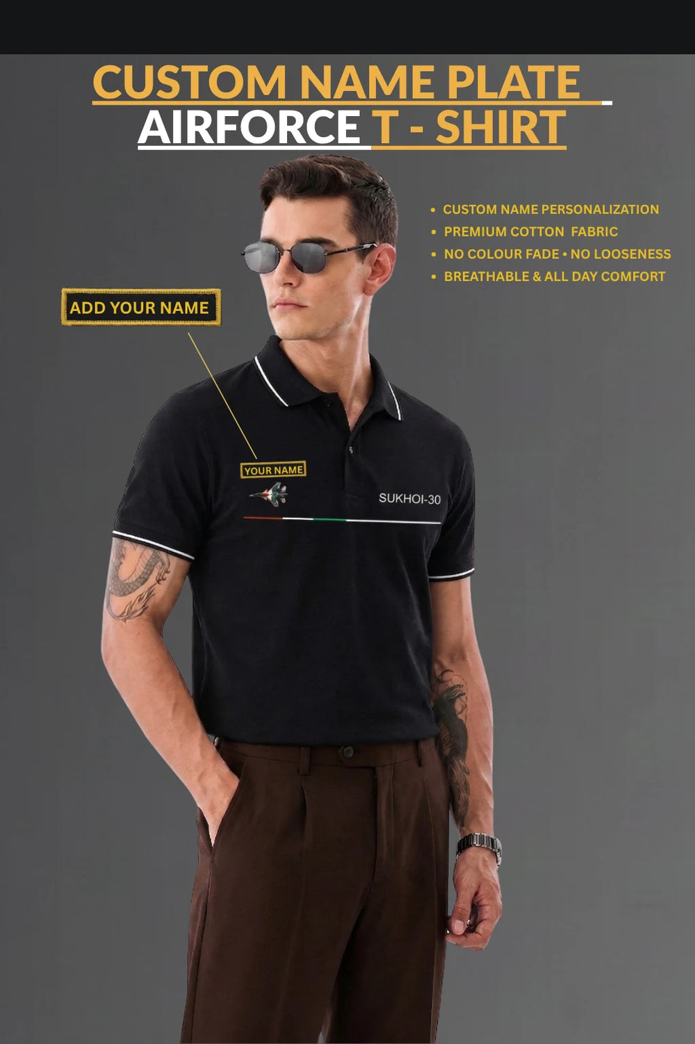 IAF Sukhoi Custom Name Cotton T- Shirt