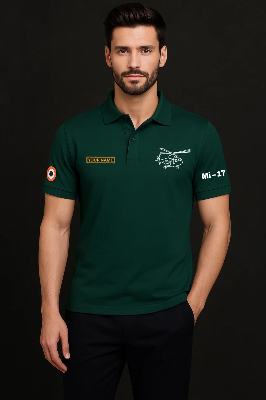 MI-17  Embroidered Custom Name Cotton T-Shirt