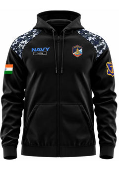 Indian Navy Custom Name   Zipper Hoodie