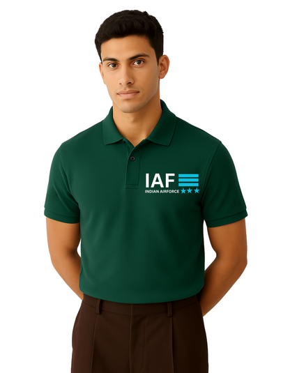 Combo of 2 Indian Air Force Polo T-Shirts – Bottle Green Eagle & Black IAF