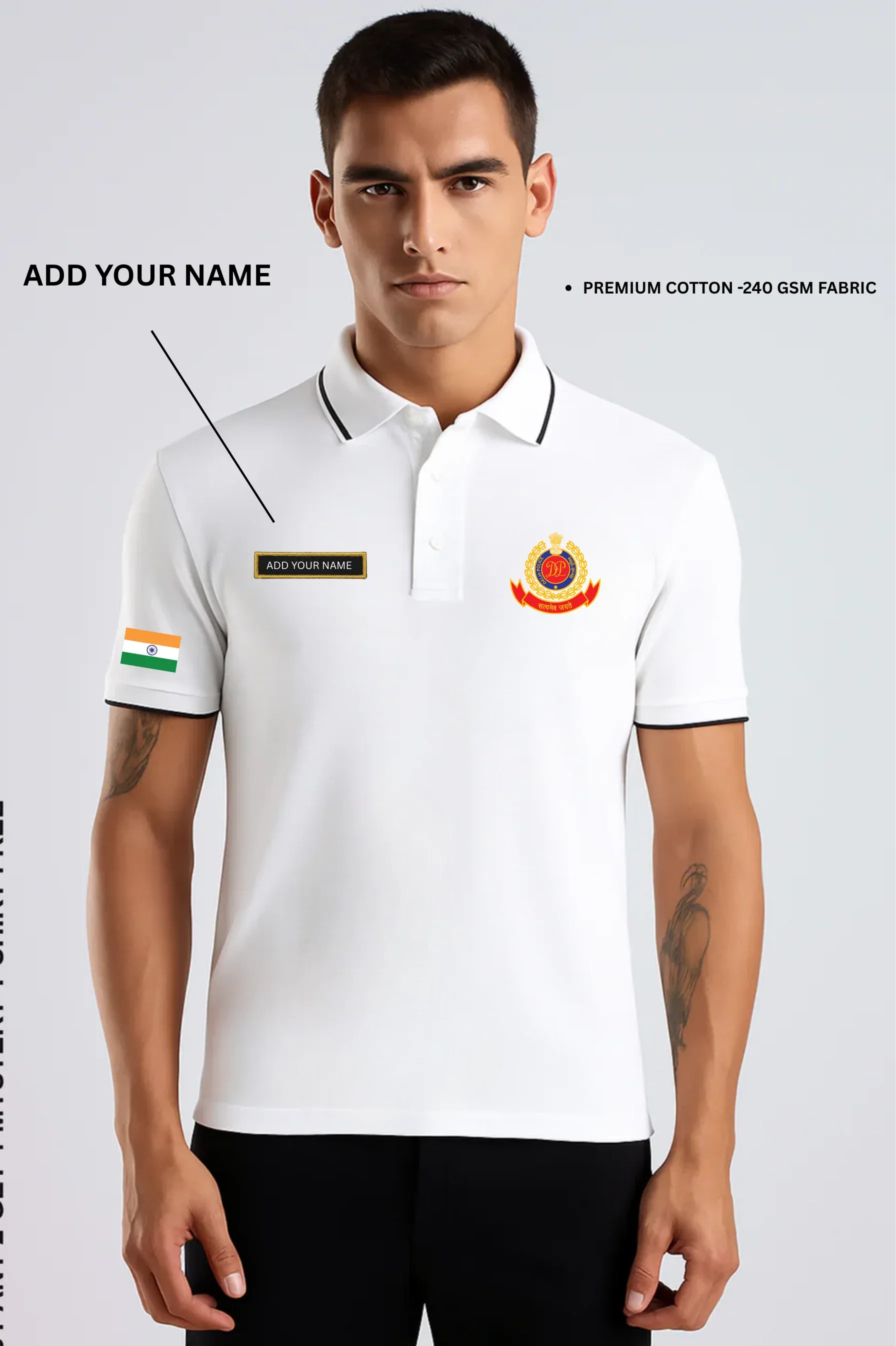 Delhi Police Custom Name Polo T-shirt
